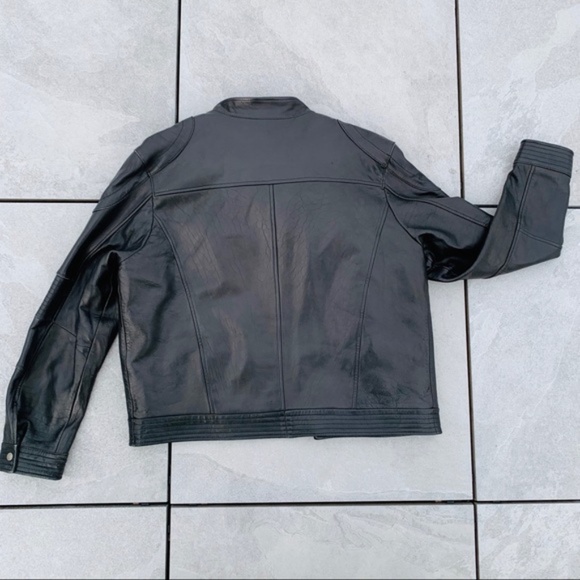 Knoles & Carter Jacket Black Leather Bomber Hoodie - Picture 10 of 16